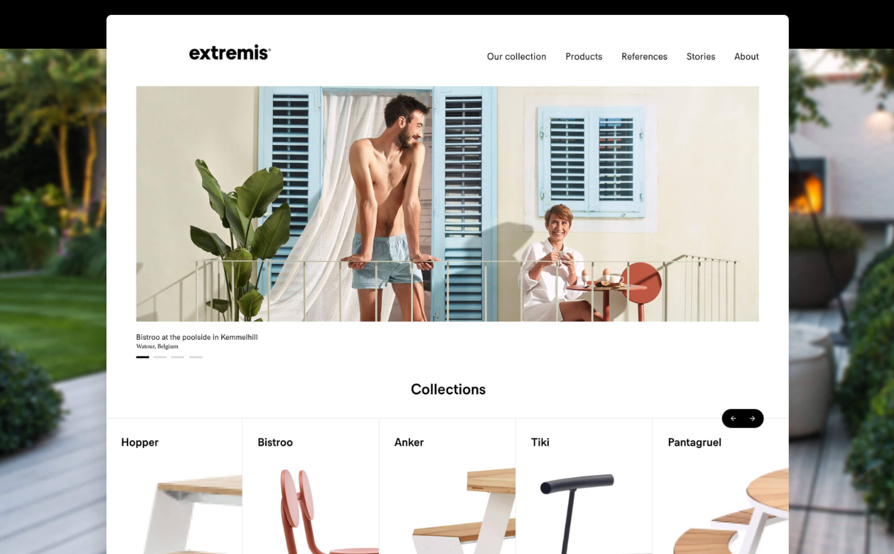 Mockup of the Extremis homepage