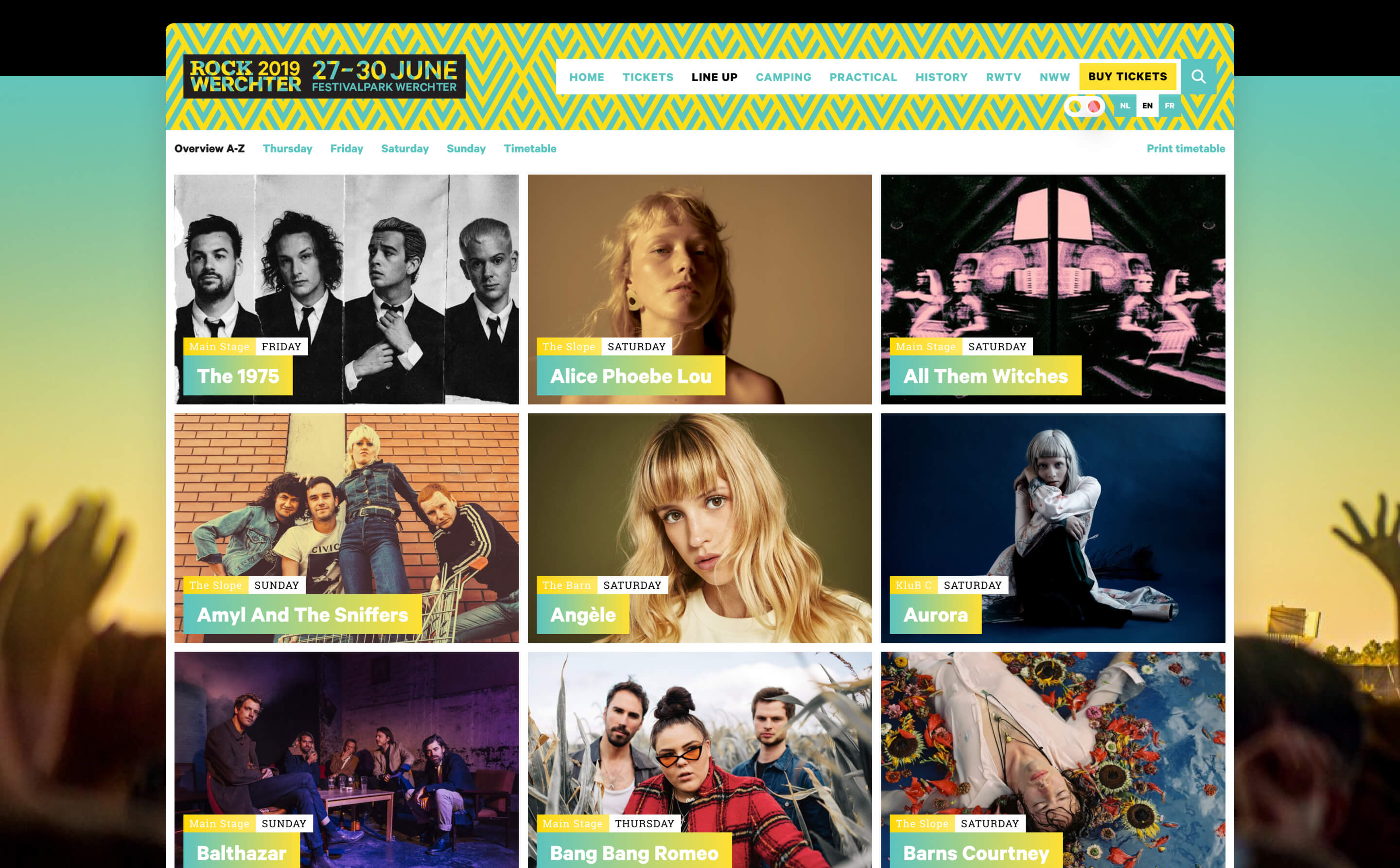 Mockup of the Rock Werchter line-up page